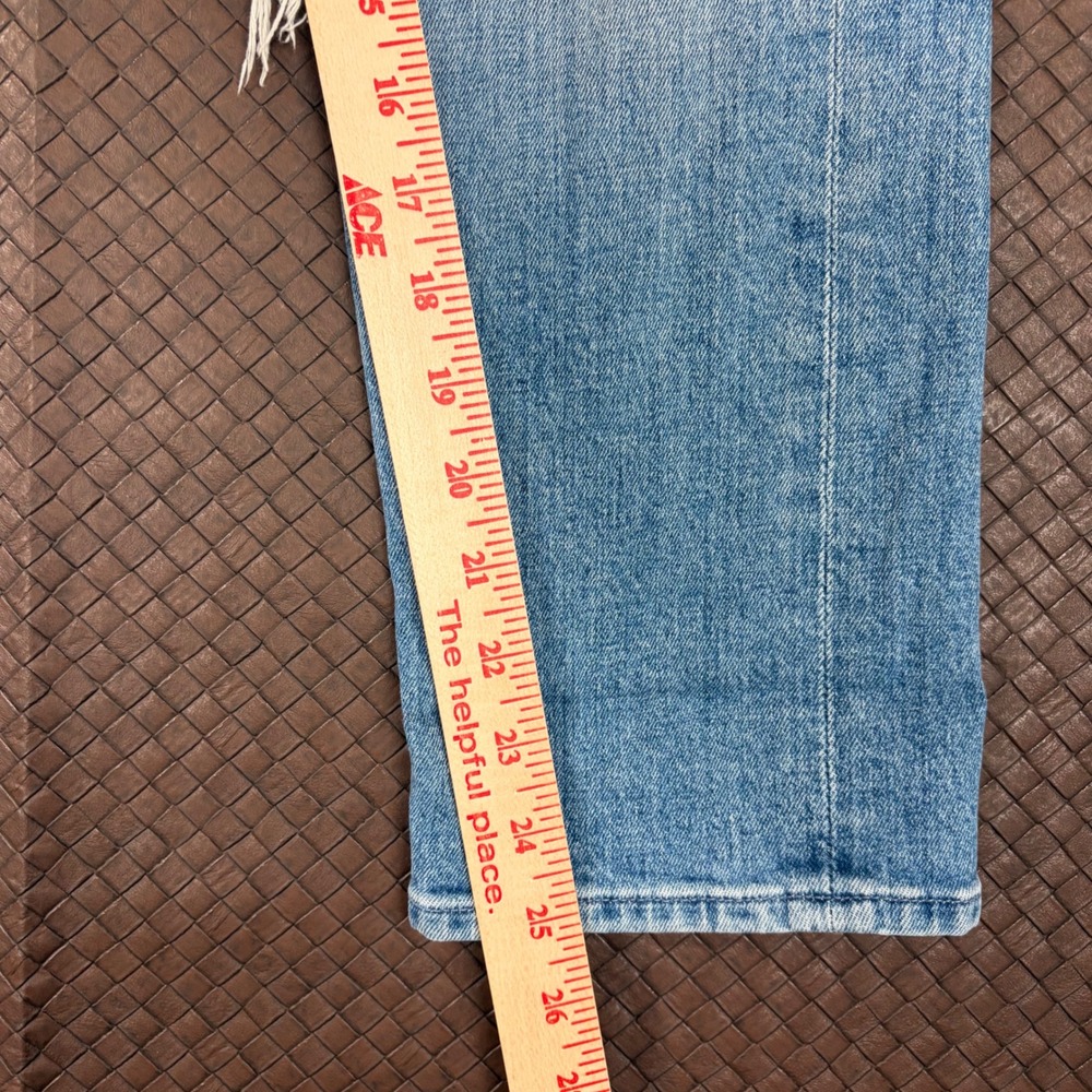 Mother The Pixie Tomcat Crop Jeans Not Cut & Pasted Distressed Blue 25 10194-624 - Picture 3 of 9